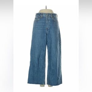 Abercrombie & Fitch Blue The Cropped Wide Leg High Rise Jeans